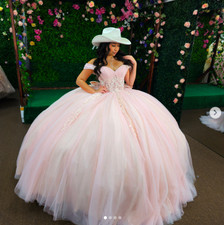 Pink Quinceanera Dresses With Bow Off Shoulder Sweet 15 16 XV Dress Ball Gowns