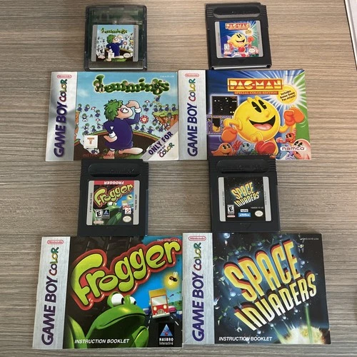 Game Boy Color Arcade Classics Lot Lemmings Frogger Pac-Man Space Invaders + Man