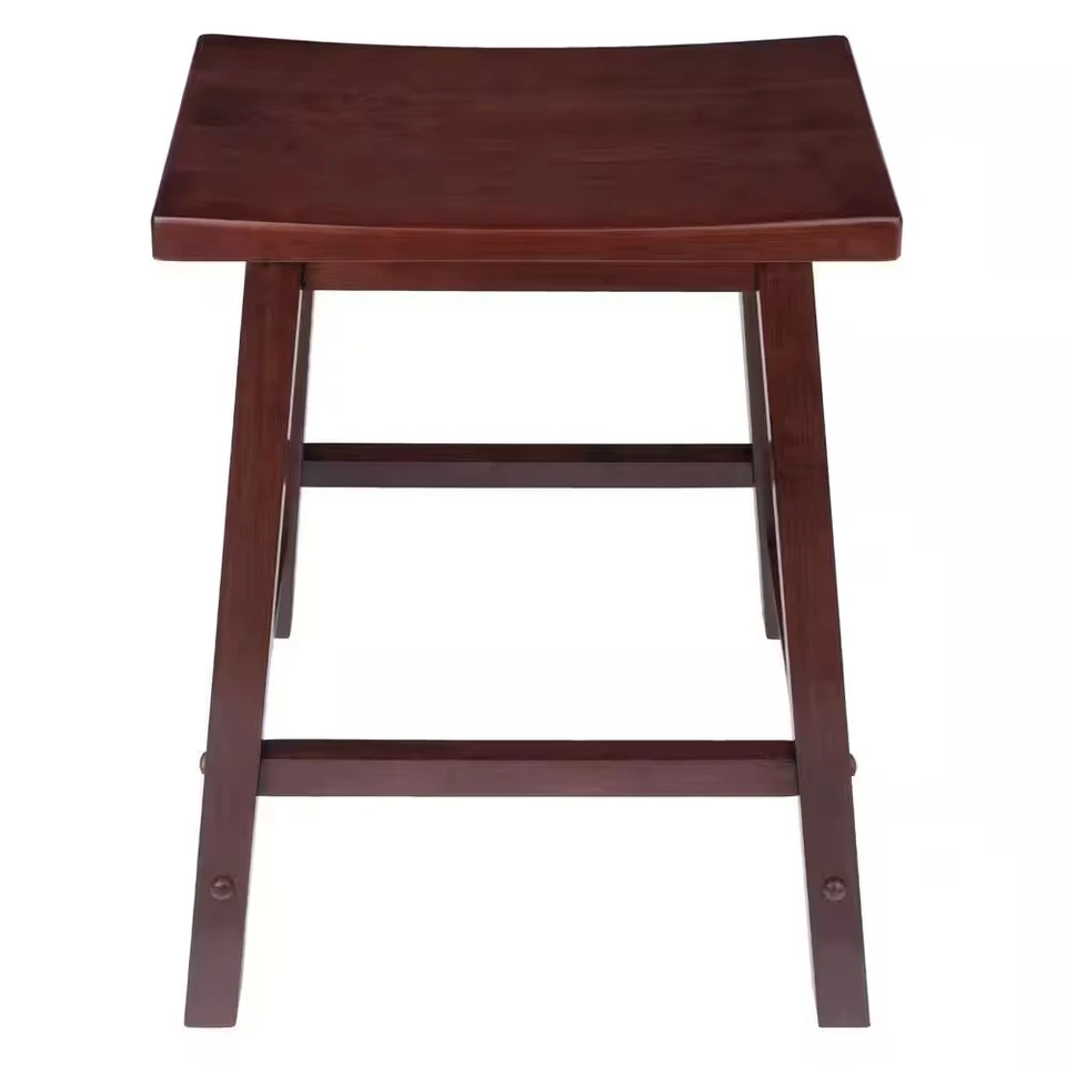 Winsome Wood Counter Stool Walnut Finish Saddle Seat Backless 24 in. Height - Image 3 of 4