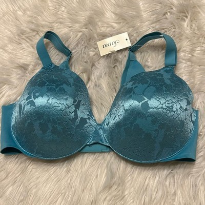 Soma 38C Bra Blue Vanishing Back Full Coverage Lace Underwire Floral Stretch NEW