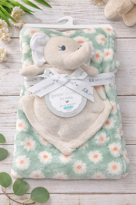 Petite L Amour Elephant Lovey Baby Blanket Plush Security Toy Soft Neutral