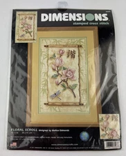 Dimensions FLORAL SCROLL Counted Cross Stitch Kit  #3203 SEALED New Flowers