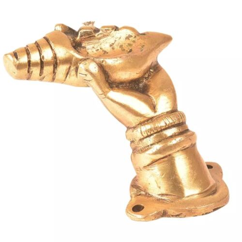 Set of 2 Antique Look Golden Brass Rare Hand Pull With A Shell Conch Door Handle - Picture 2 of 2