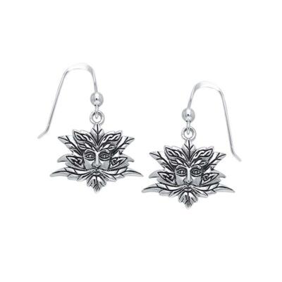 Green Man 925 Sterling Silver Earrings Spring Renewal Symbolic Rebirth Jewelry