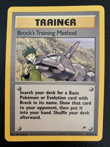Gym Heroes Brock’s Training Method Trainer 106/132 Pokemon Card WOTC Vintage NM - Zdjęcie 1 z 3