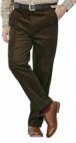 Mens Expandable Waist Corduroy Thick Cords Trousers Formal Casual Pants Slacks - Picture 6 of 16