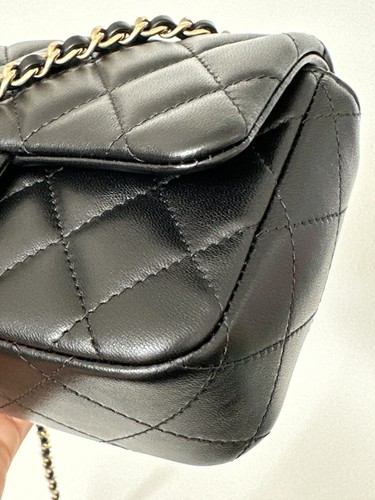 CHANEL CLASSIC EXTRA MINI RECTANGLE BLACK LAMBSKIN LEATHER CROSSBODY BAG GOLD HW - Picture 10 of 24