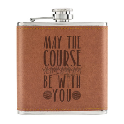 May The Course Be With You 6 Unzen PU-Leder Flachmann hellbraun - lustig Golf Papa