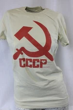 Womens David & Goliath Beige CCCP Soviet Russian Style Novelty Tee T-Shirt 