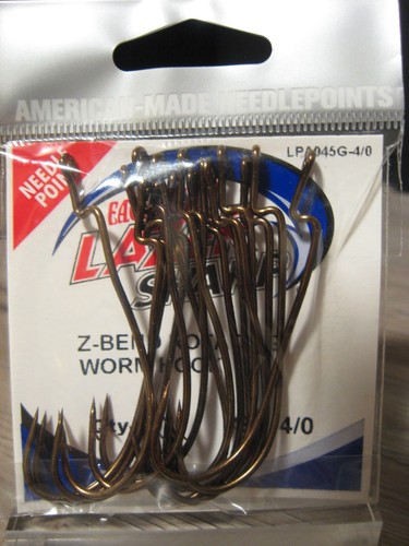 Eagle Claw Lazer Sharp EWG Worm Hook Ringed Black L092GH 6 Per Pack