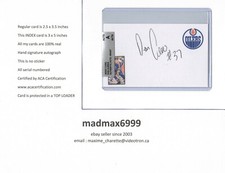 Dan Currie Edmonton Oilers AUTOGRAPH AUTO SIGNED INDEX HOCKEY CARD 100% COA