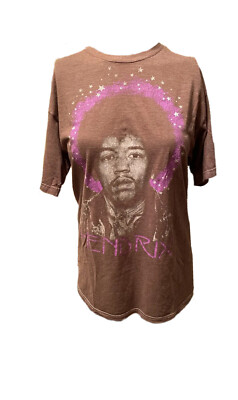 Vtg 90's Jimi Hendrix Bleach Brown Shirt Pre-Shrunk Ripple Junction