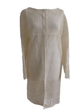 Nwot £1,000 Plus Ermanno Scervino Cream Lace Crochet Floral Coat Size 40
