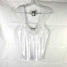 Intimate Affair Satin Chemise Slip Top Nightgown Size Medium White Lace USA