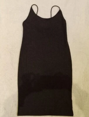 H&M Basics Kleid dunkelgrau gerippt, dress grey ribbed - Bild 1 von 4