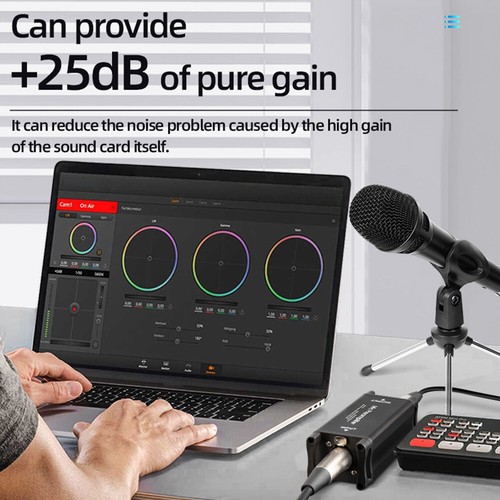 Microphone Amplifier 20Hz-20kHz Mic Preamplifier for Home Recording Livestream - Afbeelding 5 van 14