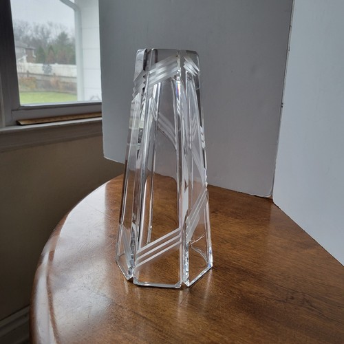 Vintage Mikasa Tall Heavy Groved Crystal Vase Yugoslavia - Picture 16 of 22