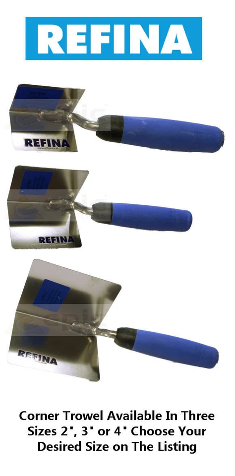 Refina Inside/Internal Stainless Steel Plasterers Corner Trowel Choose 2" 3" 4"