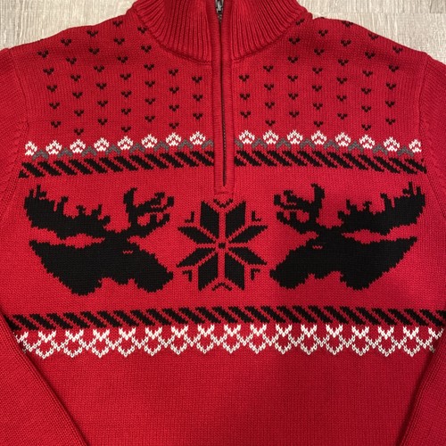 Chaps Men's Red Black 1/4 Zip Ugly 