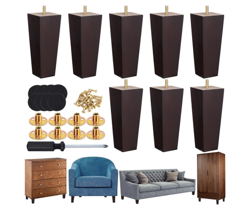 8er Set Möbelbeine 6" quadratisch Massivholz Couch Bein Ersatz (einige Schäden)