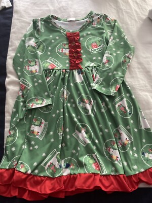 navy blue dress for baby girl Long Sleeve Girls Winter Snowglobe Dress Size 4T