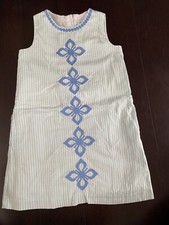 Vineyard Vines Girls Dress Size 6 Blue Periwinkle Green Stripe Pockets