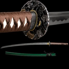 Green Saya Katana 1095 Steel Battle Ready Japanese Samurai Full Tang Sharp Sword