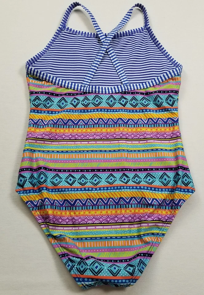 Traje de baño Dolfin para niñas 14 geométricos de una pieza traje de baño elástico playa feos Foto 4 de 4