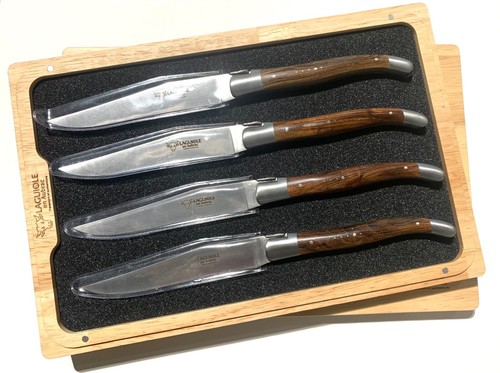 Laguiole en Aubrac Steakmesser Messer Set 4 Stück Griffe aus Pistazienholz - Bild 1 von 8