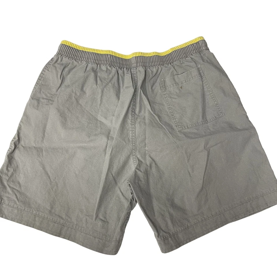 Bañador de playa vintage de los 90 Beach Gear para hombre gris amarillo ribete pantalones cortos L Foto 2 de 4