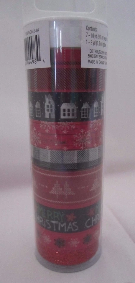 Conjunto de 8 peças de xadrez Washi fita artesanal Recollections CHRISTMAS Washi vermelha e preta - Imagem 2 de 2