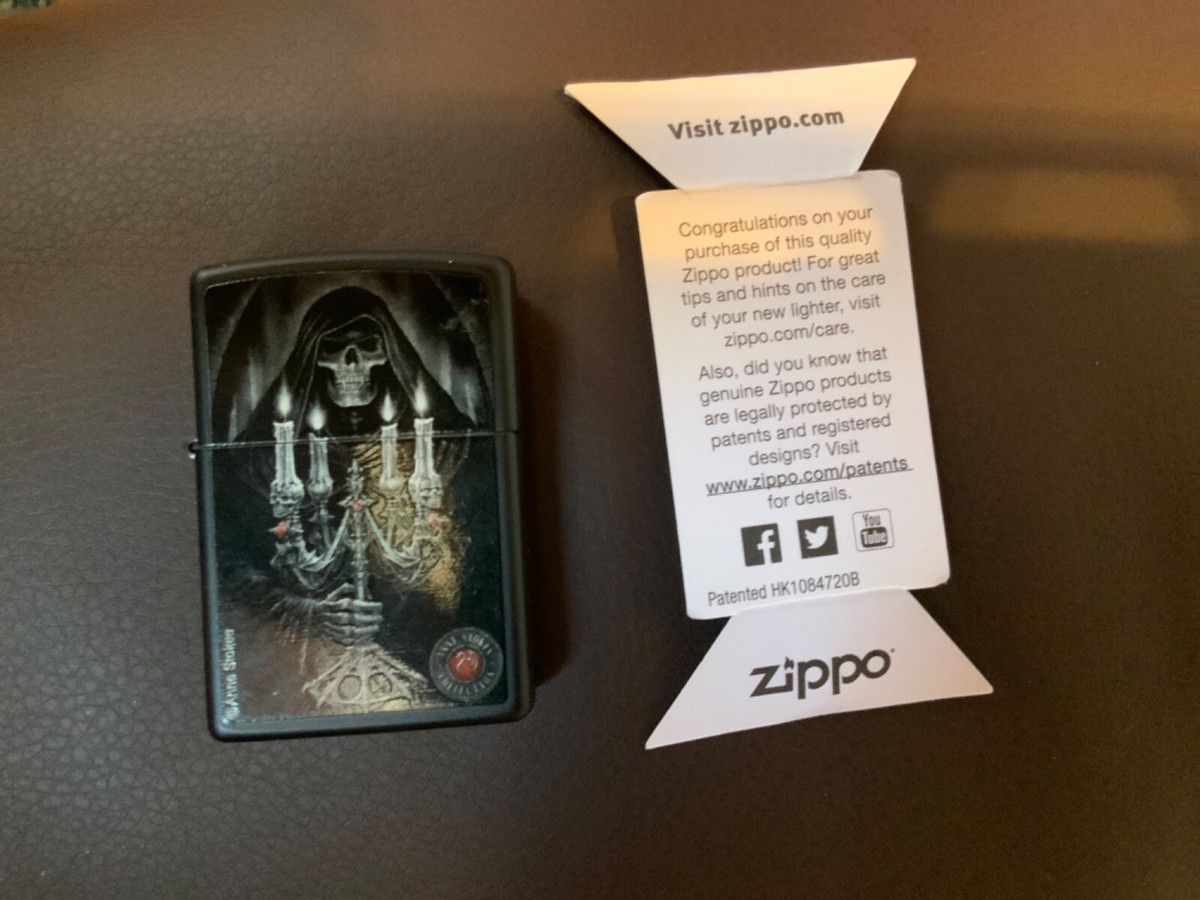 Zippo Anne Stokes Reaper Candle Lighter - Black Matte Gothic Design Pocket Lighter