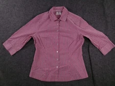 Lee Riders Top Women Medium Pink Striped Causal Base Layer Capsule Office Preppy