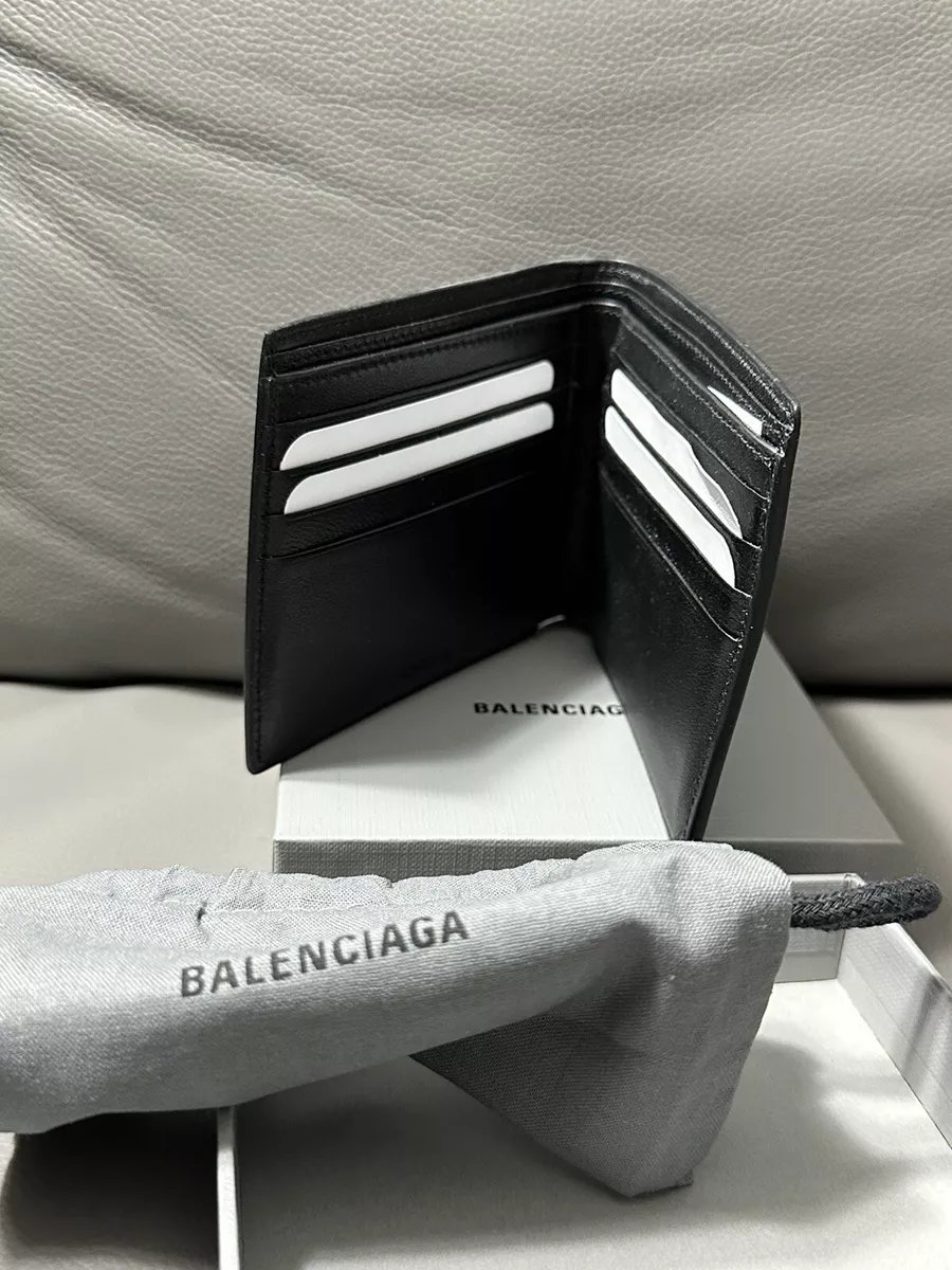 $450 Balenciaga 'Glow in the Dark' Leather Bifold Card Wallet, NWT