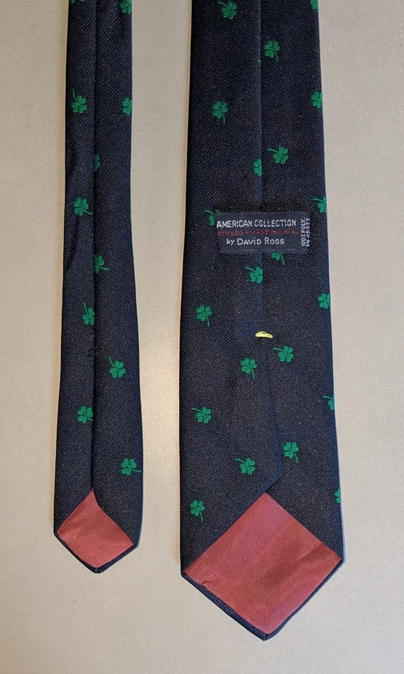 American Collection DAVID ROSS Shamrock Irish Tie Navy Blue St. Patrick's Day - Image 2 of 4