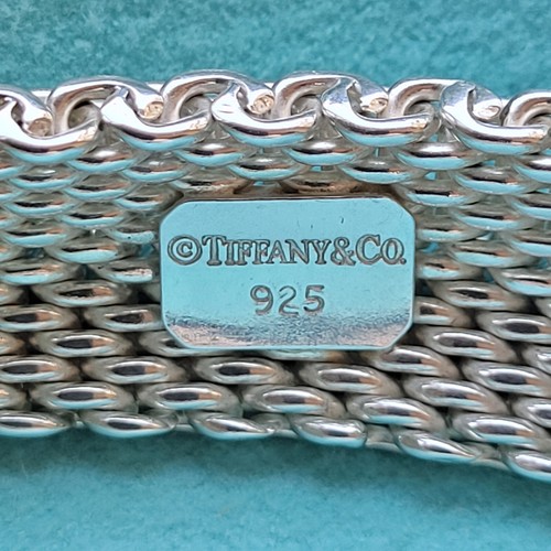 Bracelet Tiffany & Co argent 7,5” maille Somerset Flex dome ventes exceptionnelles avec boîte et pochette
