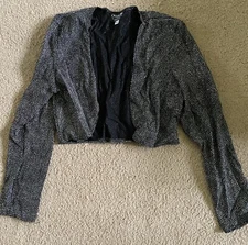 onyx nite black top with silver glitter size 8