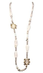 Authentic Alexis Bittar 301272 Women Faux Pearls Gold Plated Station Necklace 34"