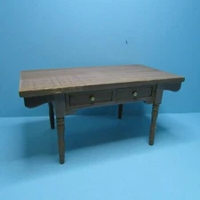Dollhouse Miniature Wood Vermont Kitchen Table with Drawers Drift Wood CLA12039