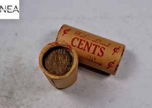 (1) Lincoln Wheat Penny Cent SEALED 25C Roll~ RARE Foil Lined Wrap ~ Half Roll