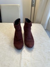 Women's Red /Plum Suede Ankle Boots Size 6