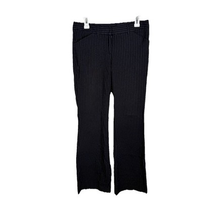 Express Editor Y2K Flare Bootcut Career Pants Black Stripe Siren Office 6 Long