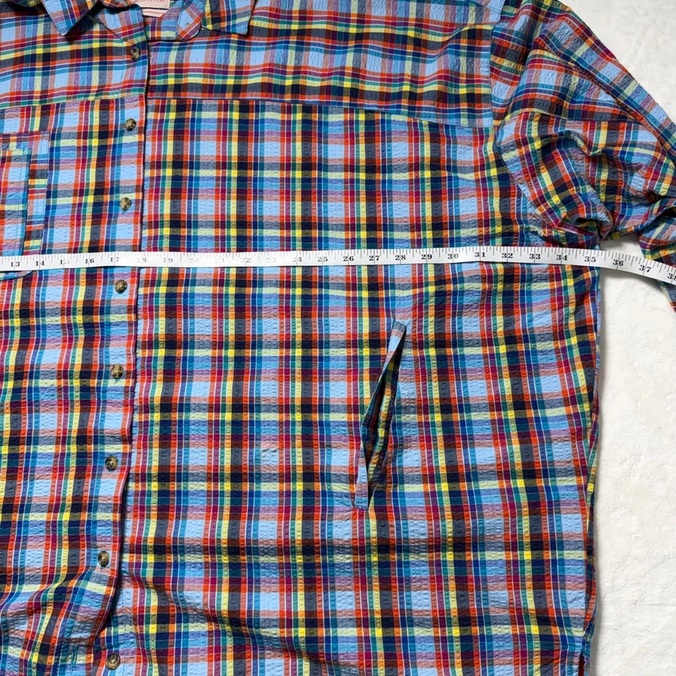 Urban Outfitters Para Mujer M Gran Tamaño Bryce Cuadros Longline Abotonado Campamento Slouchy Foto 4 de 4