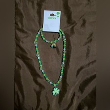 Claire's Kids Green and Clear Beaded Necklace  Bracelet Set