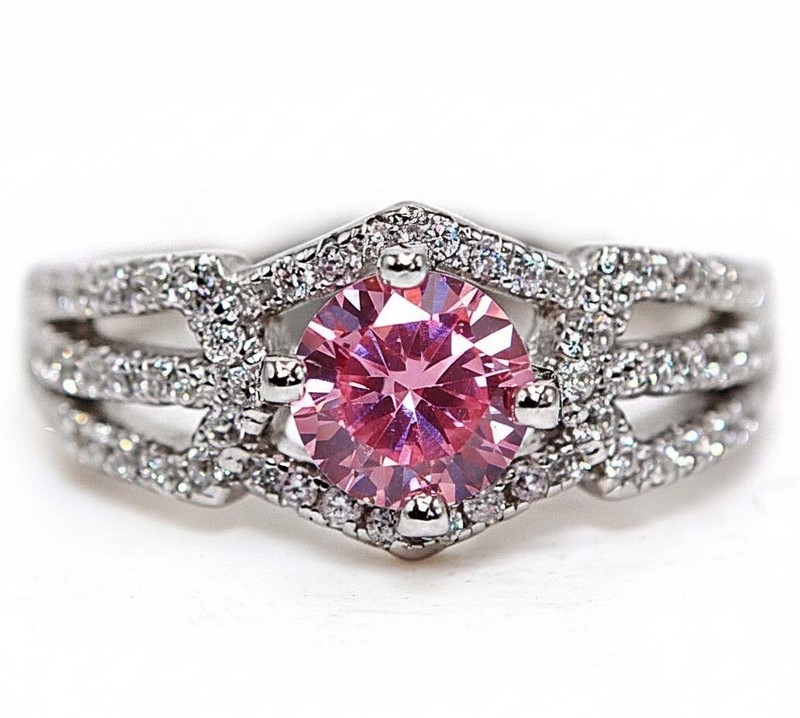 2CT Heat Treated Pink Topaz 925 Genuine Sterling Silver Ring Sz 8 MM4-8