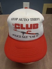 The Club Stop Auto Theft Snap Back Trucker Hat Cap - Red White Great - Condition