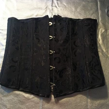 Ladies Sexy Waist Cincher Black With Metal Front Closures Satin Laces Med Sz