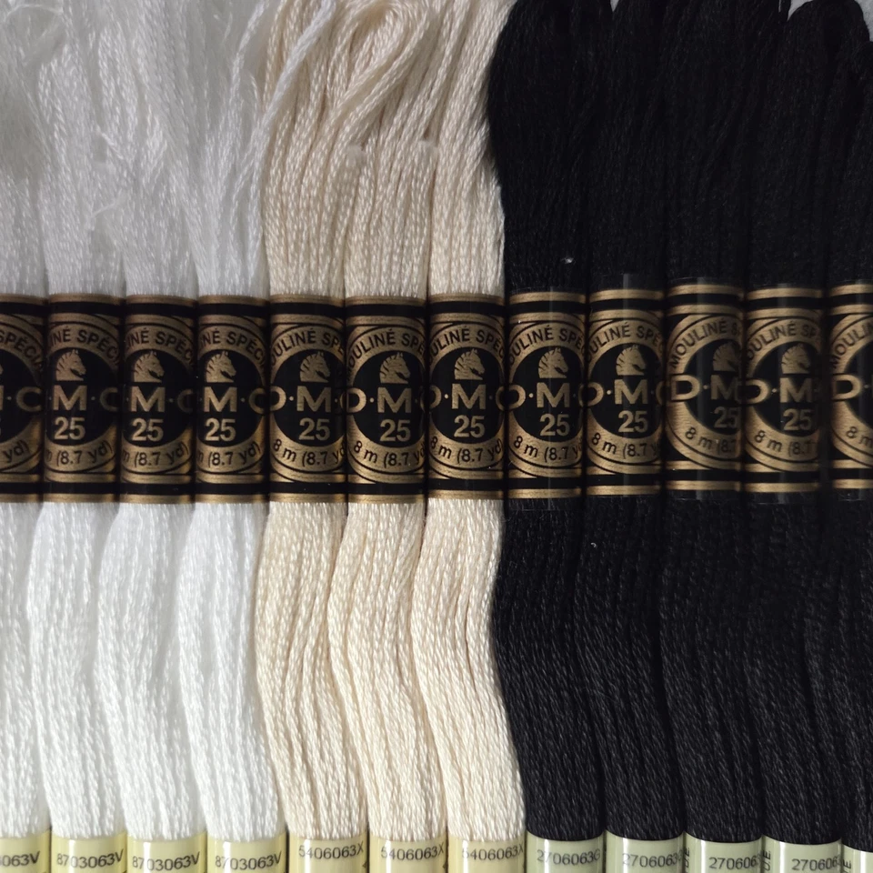 DMC Floss Black/White/Tan 12 Skeins 6 Strand Embroidery Thread  - Image 2 of 4