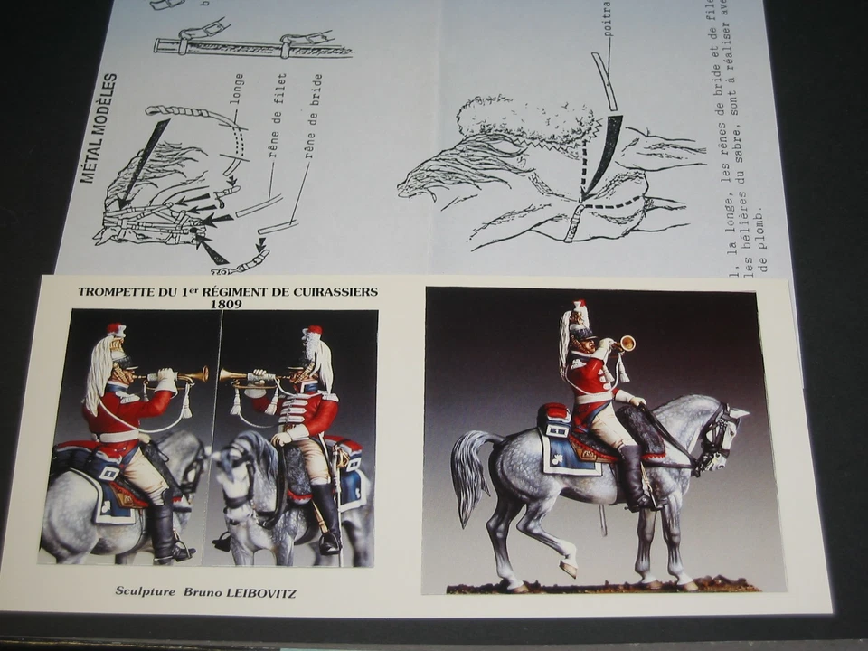METAL MODELES LEIBOVITZ PLOMB 1/32 TROMPETTE CUIRASSIER 1ER EMPIRE le cimier - Photo 2/4
