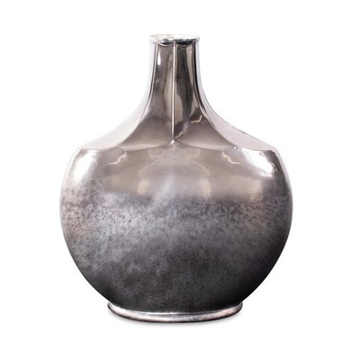 Howard Elliott Advik Polished Silver Vase/Tall, Black - 41092